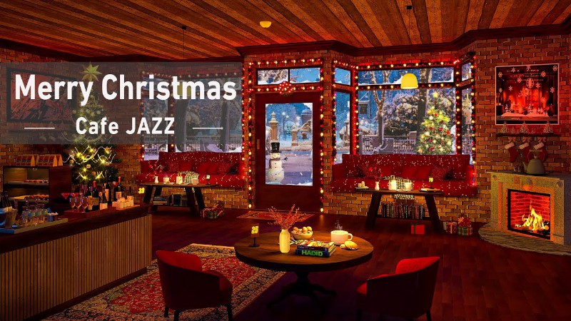 Merry Christmas 2023 - Christmas Coffee Shop Ambience With Relaxing Jazz Christmas Music & Fireplace